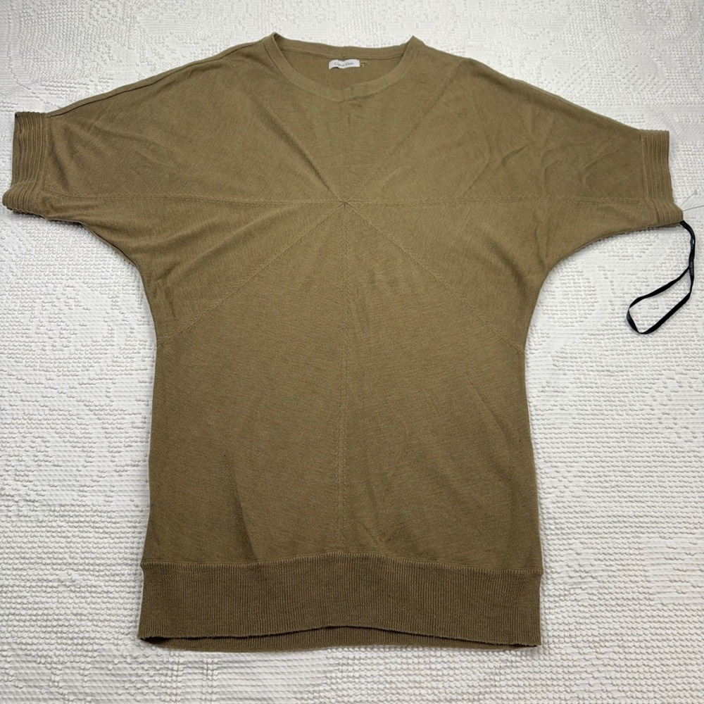 Calvin Klein Womens Olive Tan Dolman Sleeve Starburst Knit Top Size M